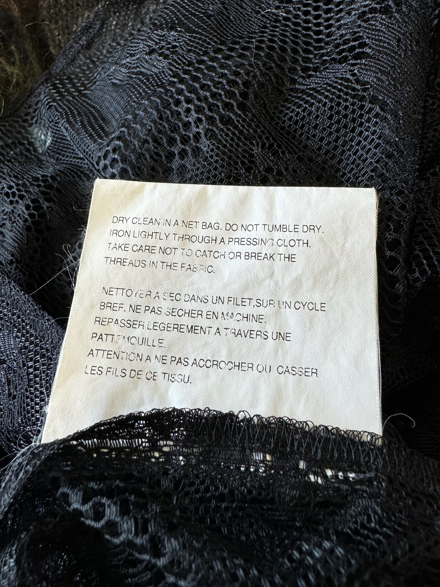 Comme Des Garcon Tricot '06 Black Ribboned Mesh Floral Button Up (M)