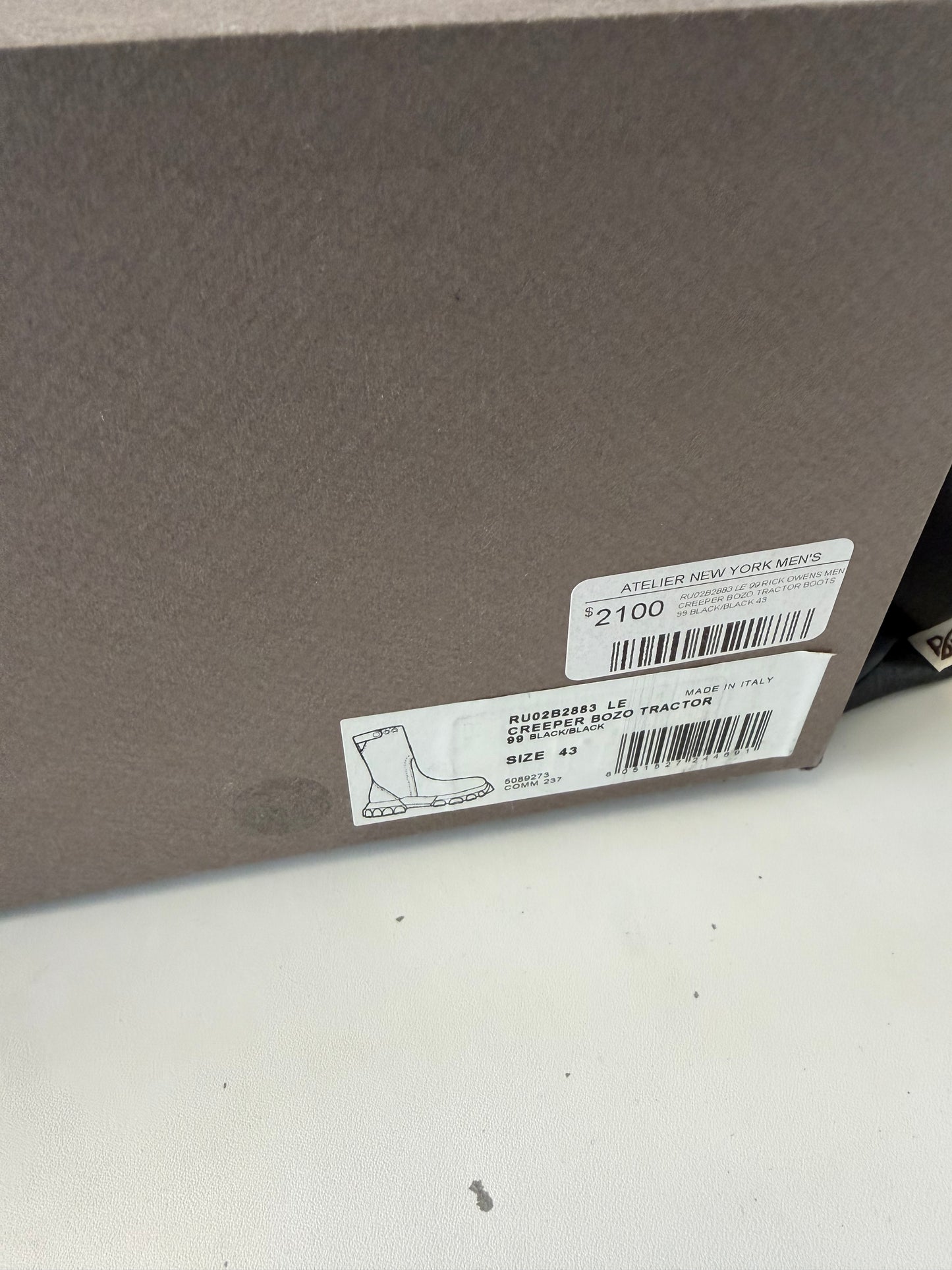 Rick Owens Creeper Bozo Tractor Boots (43)