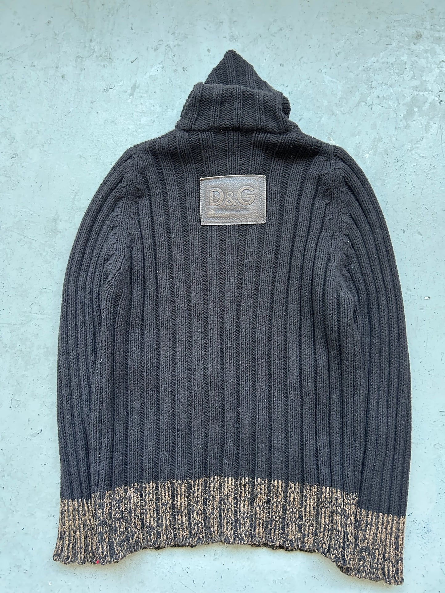 Dolce & Gabbana Rib Knit Navy Zip Up Sweater (M)