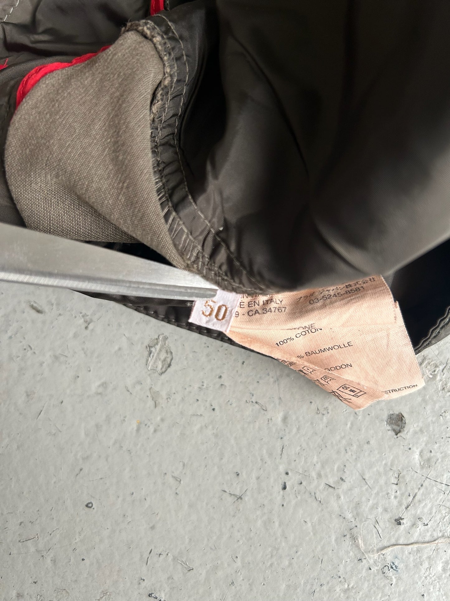 Prada Sport Olive Nylon Waisted Cotton Trousers (50)