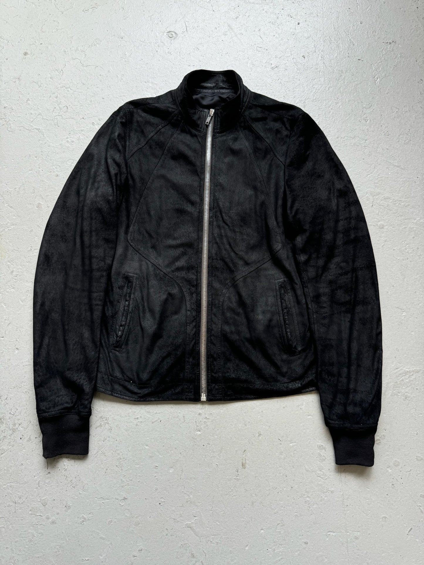 Rick Owens SS22 FOGACHINE Blitstered Lamb Skin Leather Jacket (54)