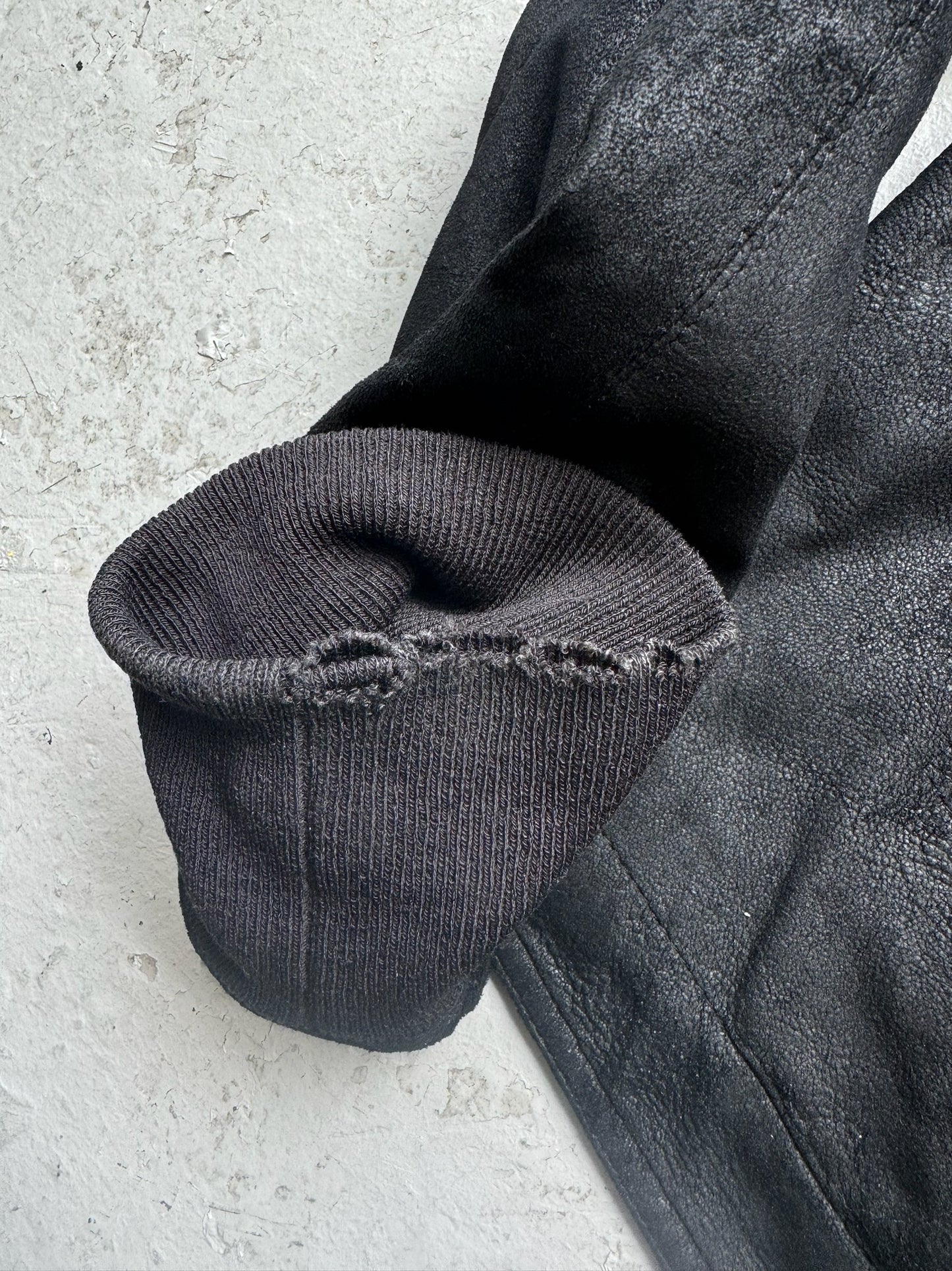 Rick Owens SS22 FOGACHINE Blitstered Lamb Skin Leather Jacket (54)