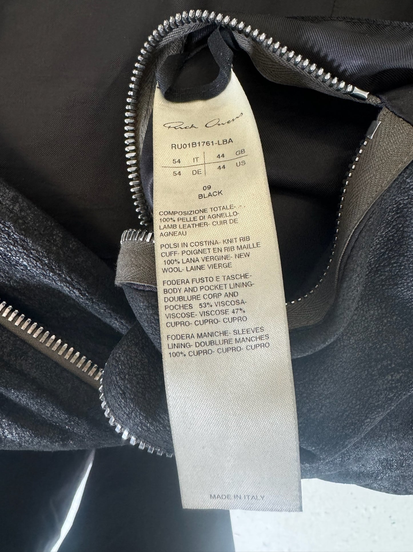 Rick Owens SS22 FOGACHINE Blitstered Lamb Skin Leather Jacket (54)