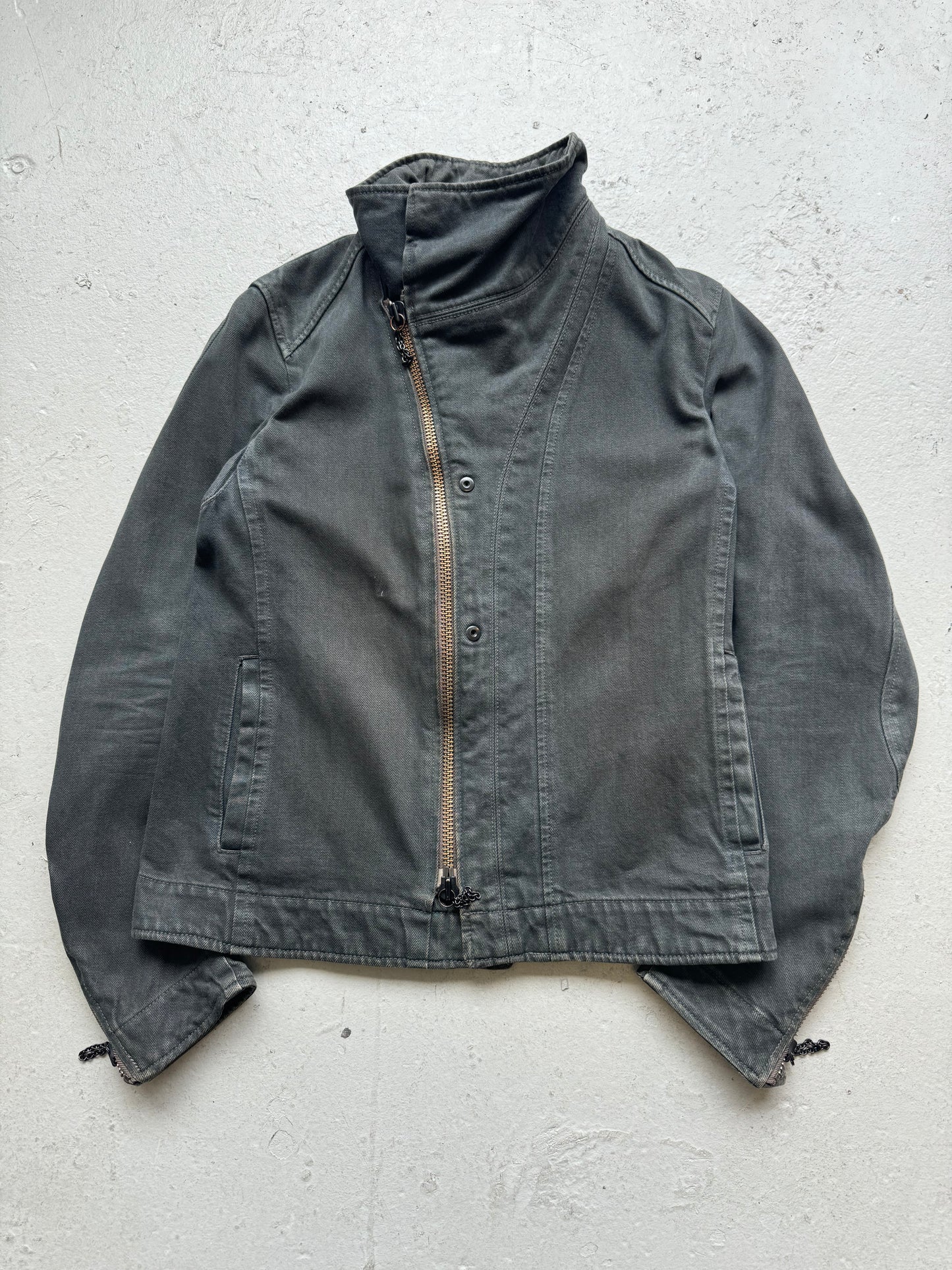 Sïva Asymetrical Zip Up Denim Jacket (2)