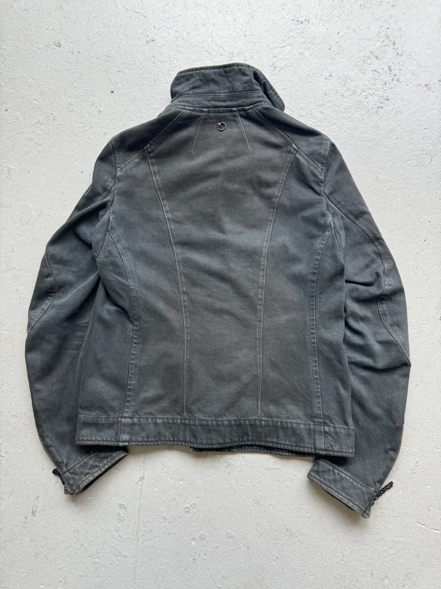 Sïva Asymetrical Zip Up Denim Jacket (2)