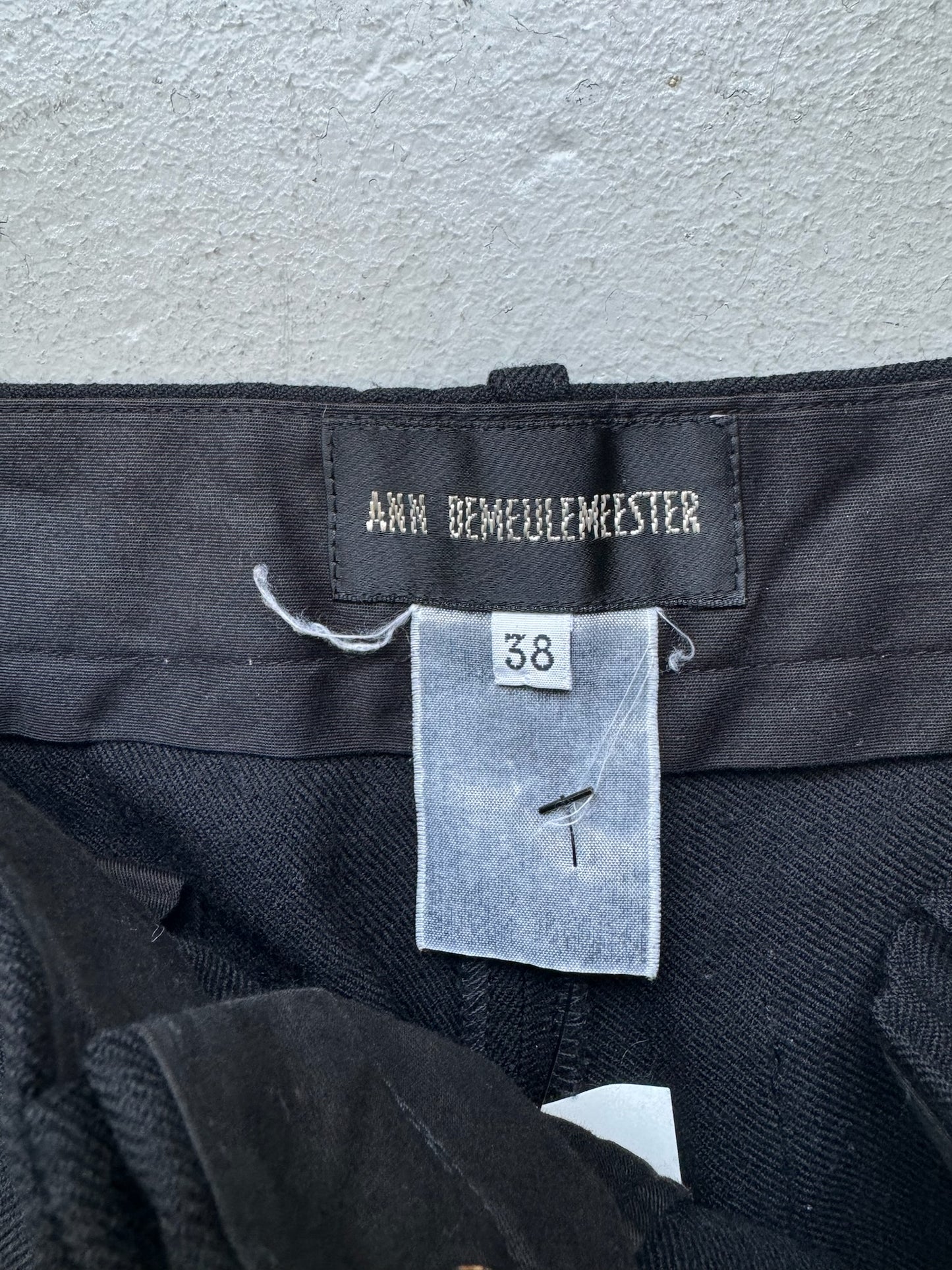 Ann Demeulemeester AW02 Black Wool Bondage Cargo Trousers (38)