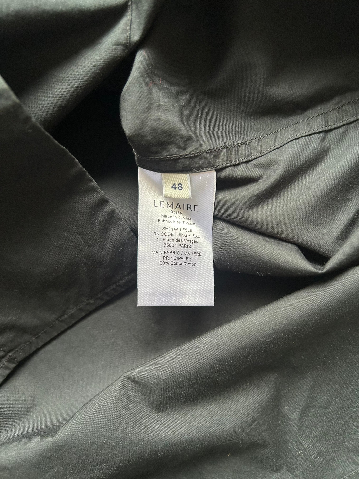 Lemaire Black Cotton Button Up Shirt (48)