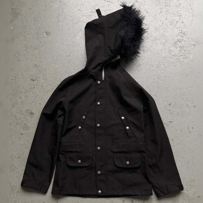 Junya Watanabe Comme Des Garcons Gore-Tex Black Fur Hooded Jacket (S)