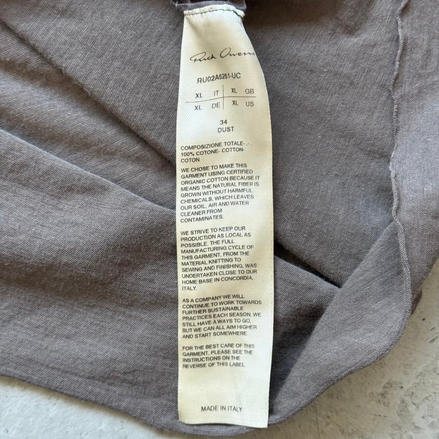 Rick Owens FW21 GETHSEMANE Dust Short Sleeve Shirt (XL)