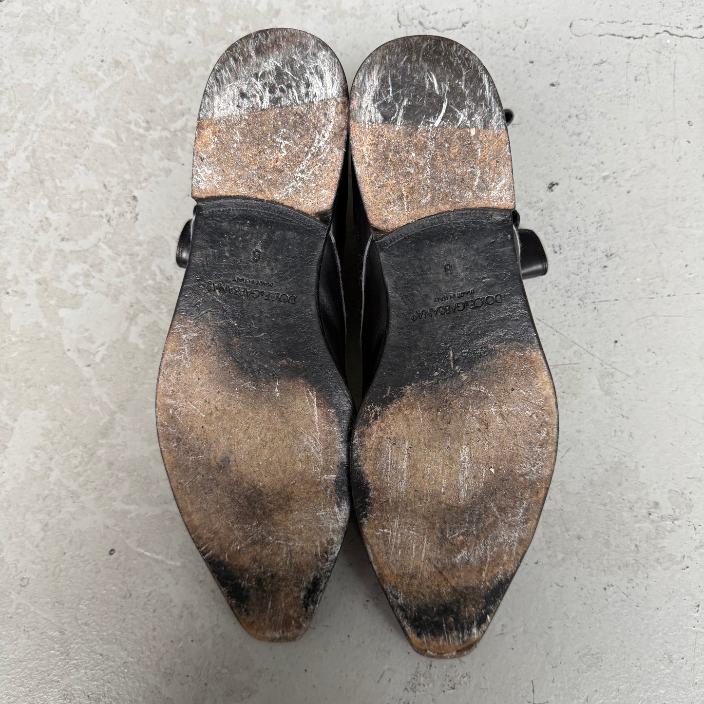 Dolce & Gabbana Black Leather Double Buckle Chelsea Boots (8)