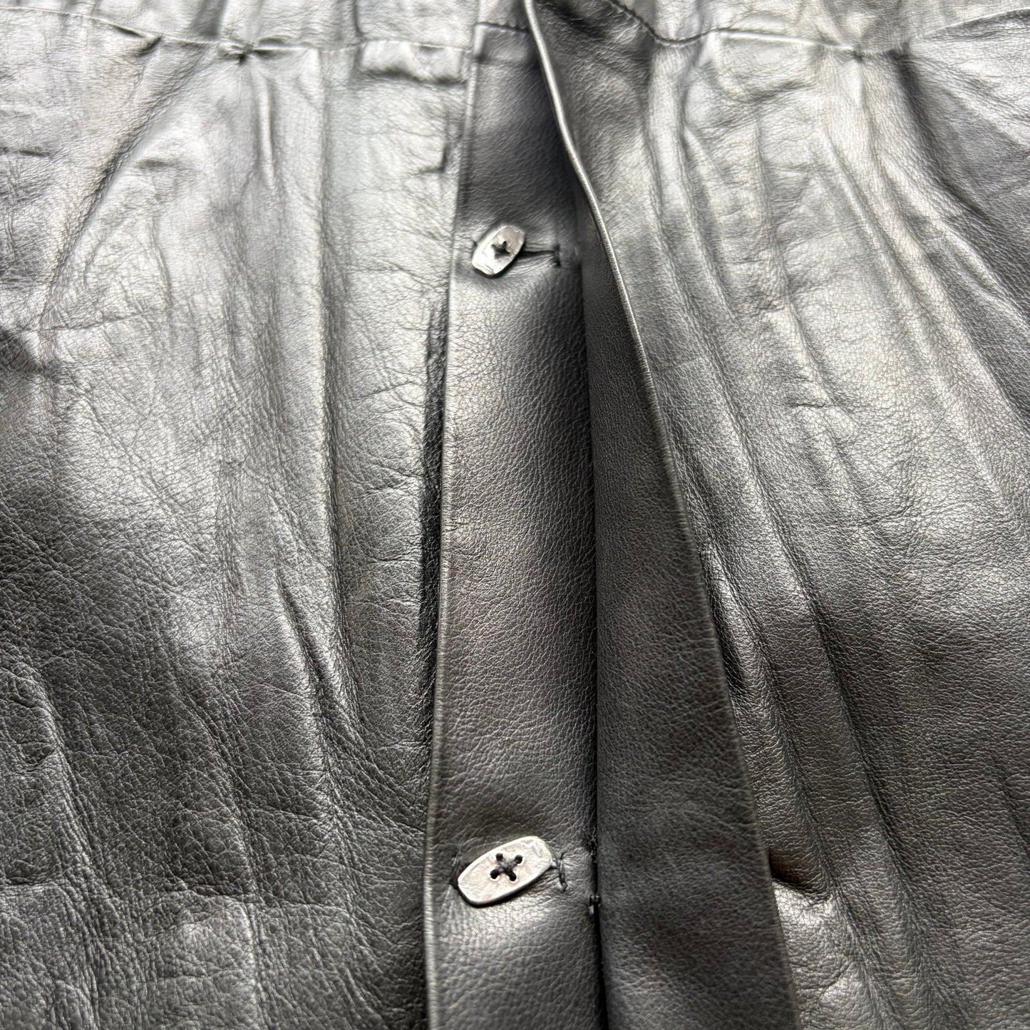 Ma+ Black Leather Button Up Shirt (S)