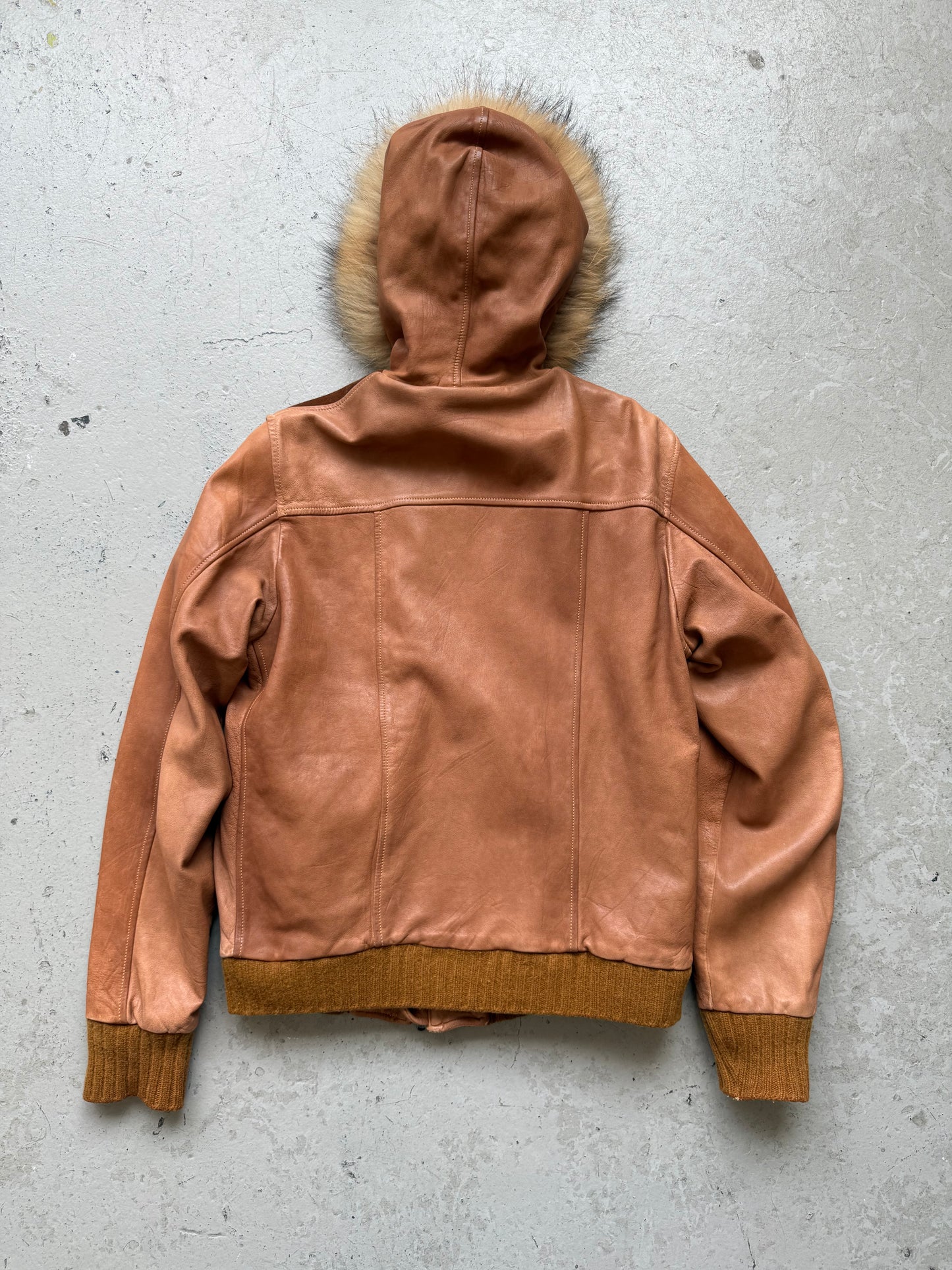 Giorgio Brato Fur Hood Leather Jacket (50)