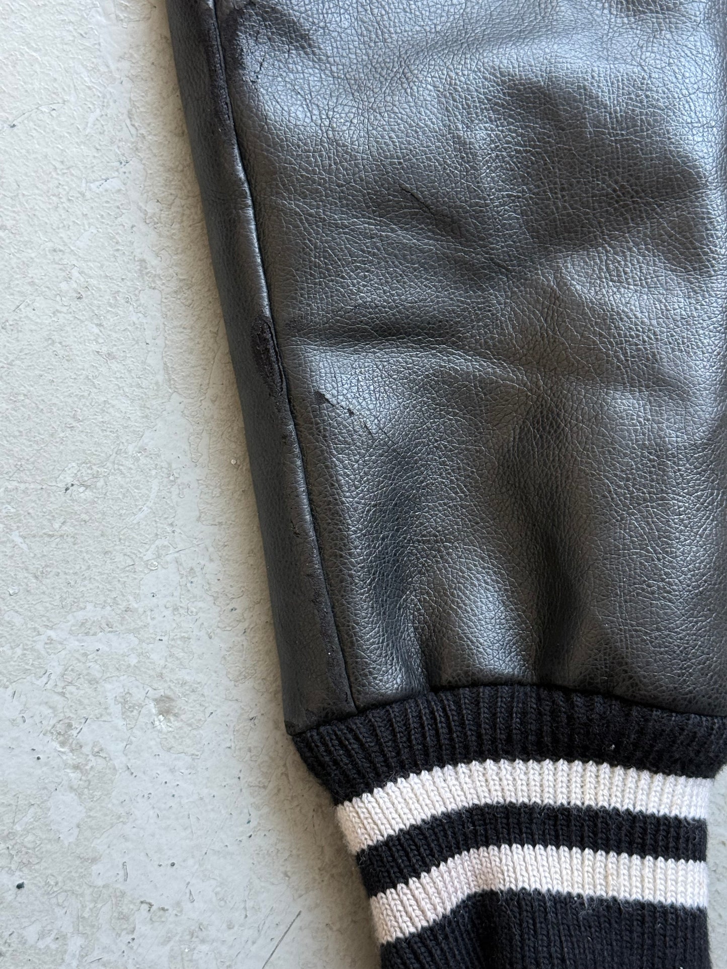 Number (N)ine Black Varsity Jacket With Leather Sleeves (3)
