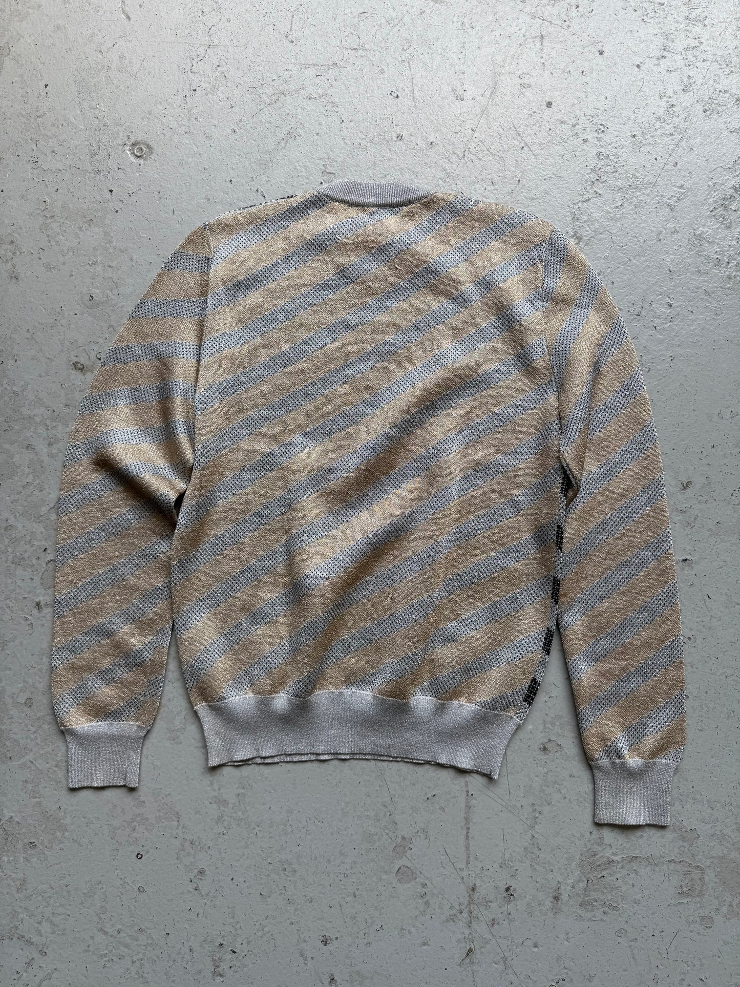 Maison Margiela Metallic Spiral Silver Knit Sweater  (M)