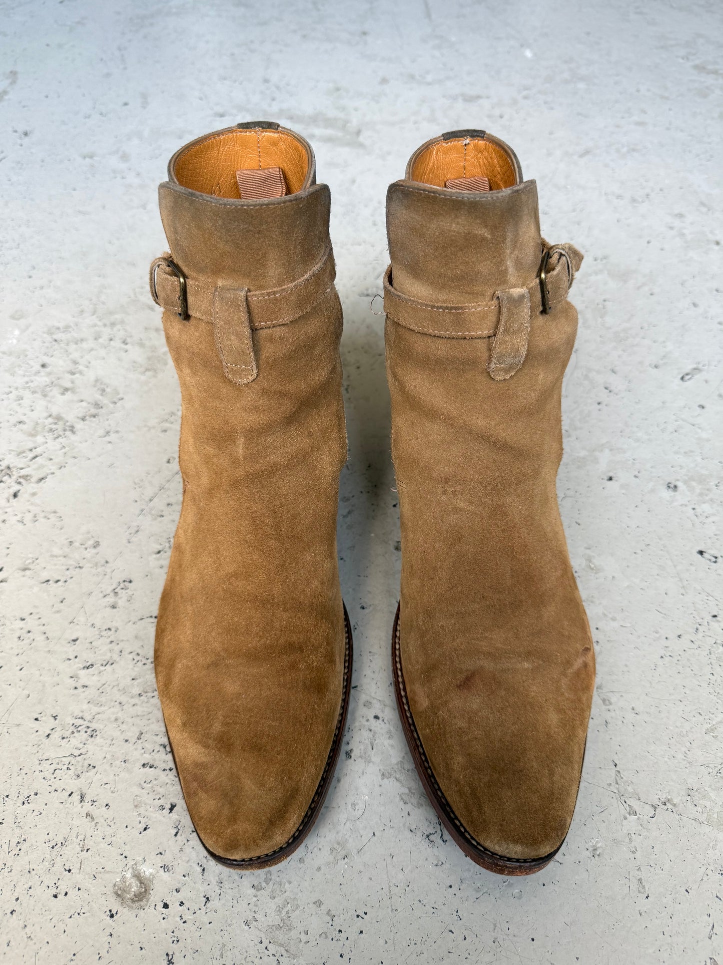 Saint Laurent Paris Wyatt Jodhpur Tan Suede Boots (41)