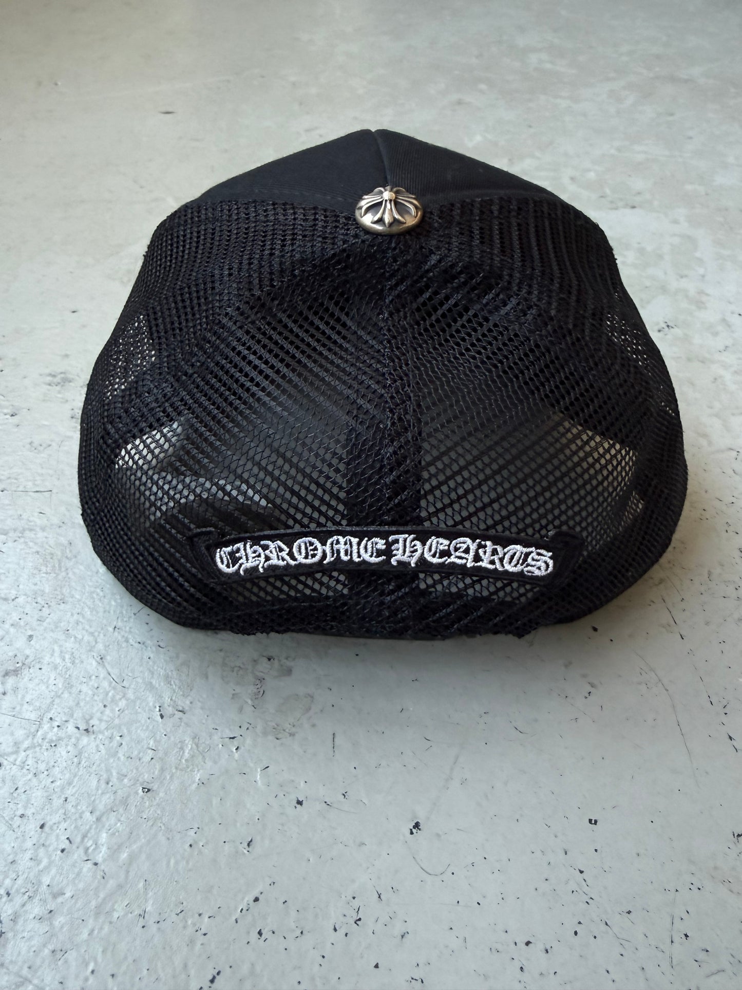 Chrome Hearts Camouflage Cemetery Cross Brown Leather Patch Trucker (OS)