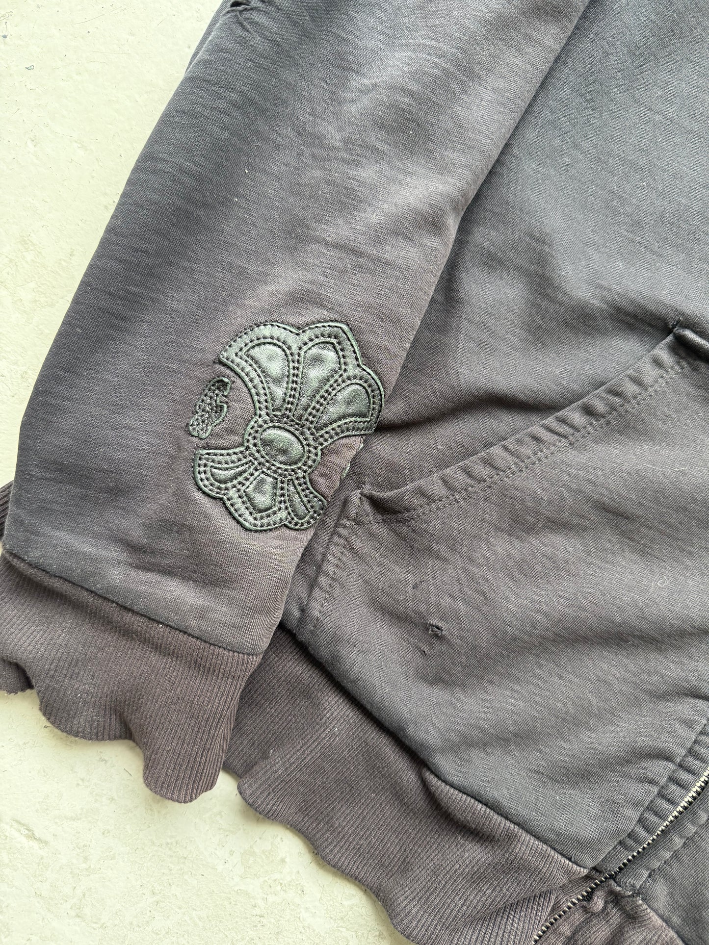A&G Rock "Fuck You" Thermal Leather Patch Zip Up Hoodie (XL)