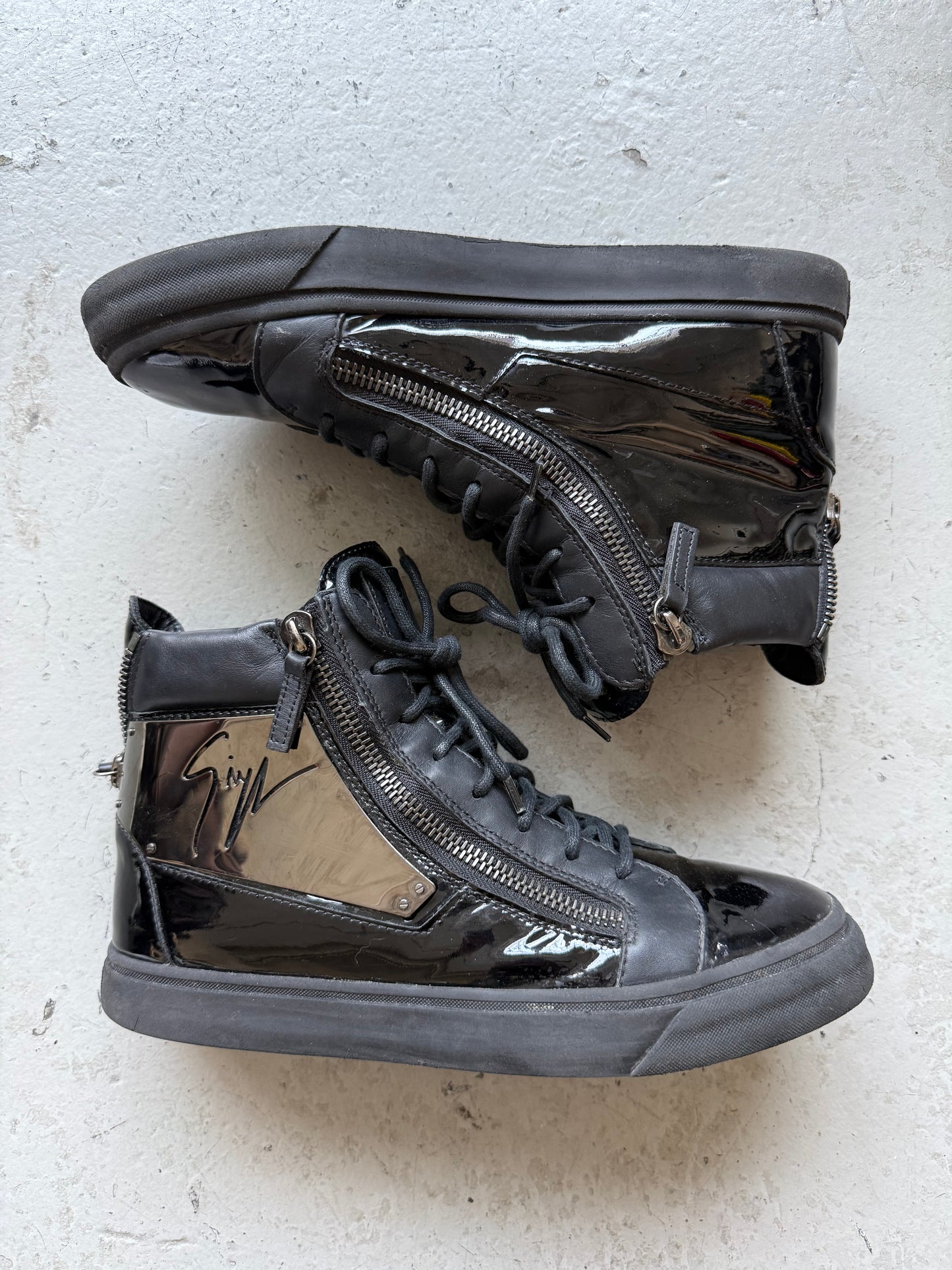Giuseppe Black Patent Leather Sneakers (41.5)