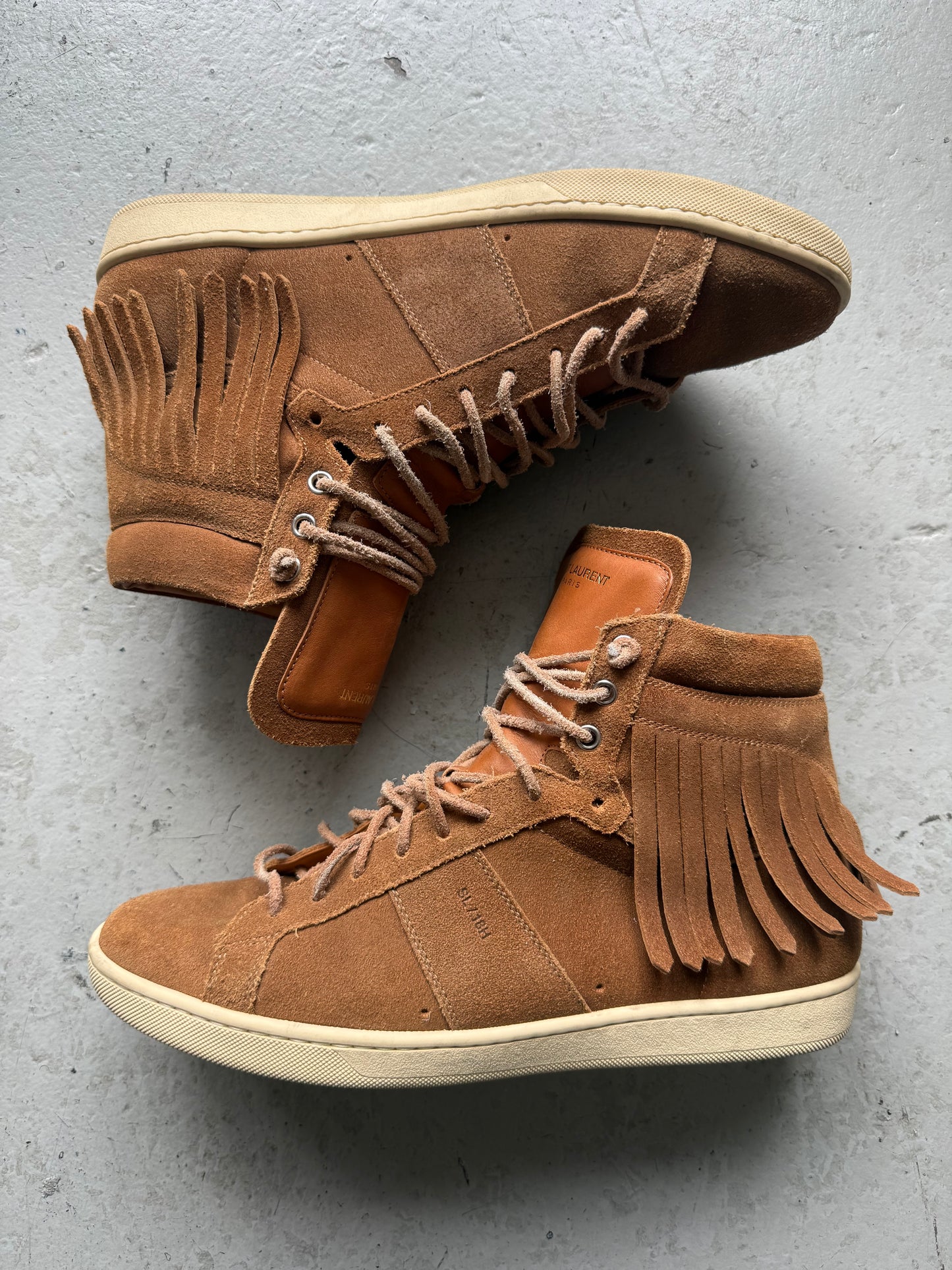 Saint Laurent Paris SL/18H Suede Fringe Sneakers (42)