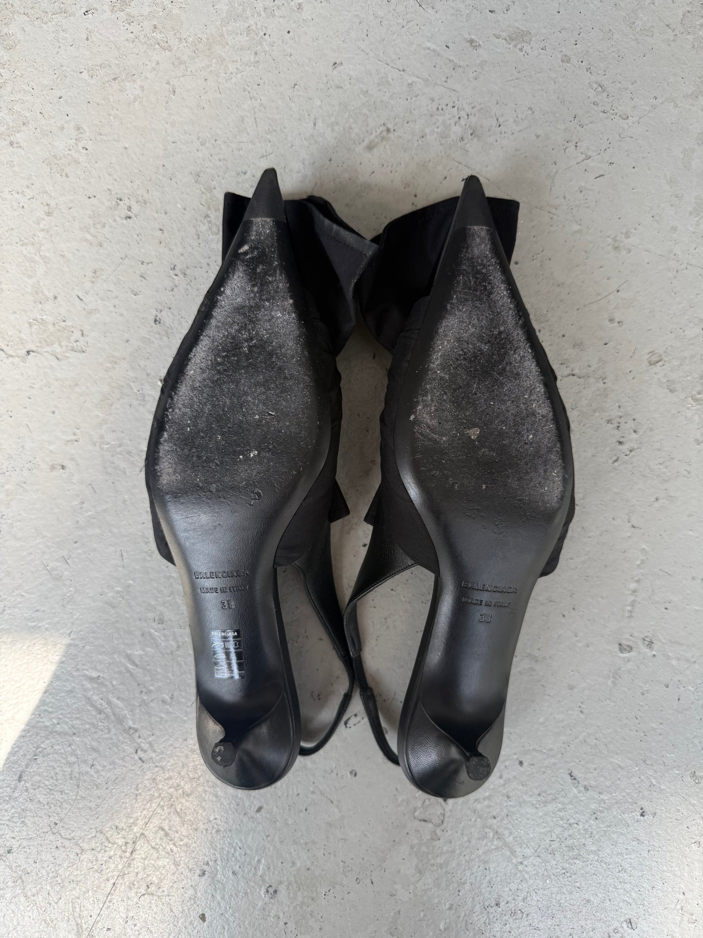 Balenciaga Bow Detail Leather Slingback Pumps