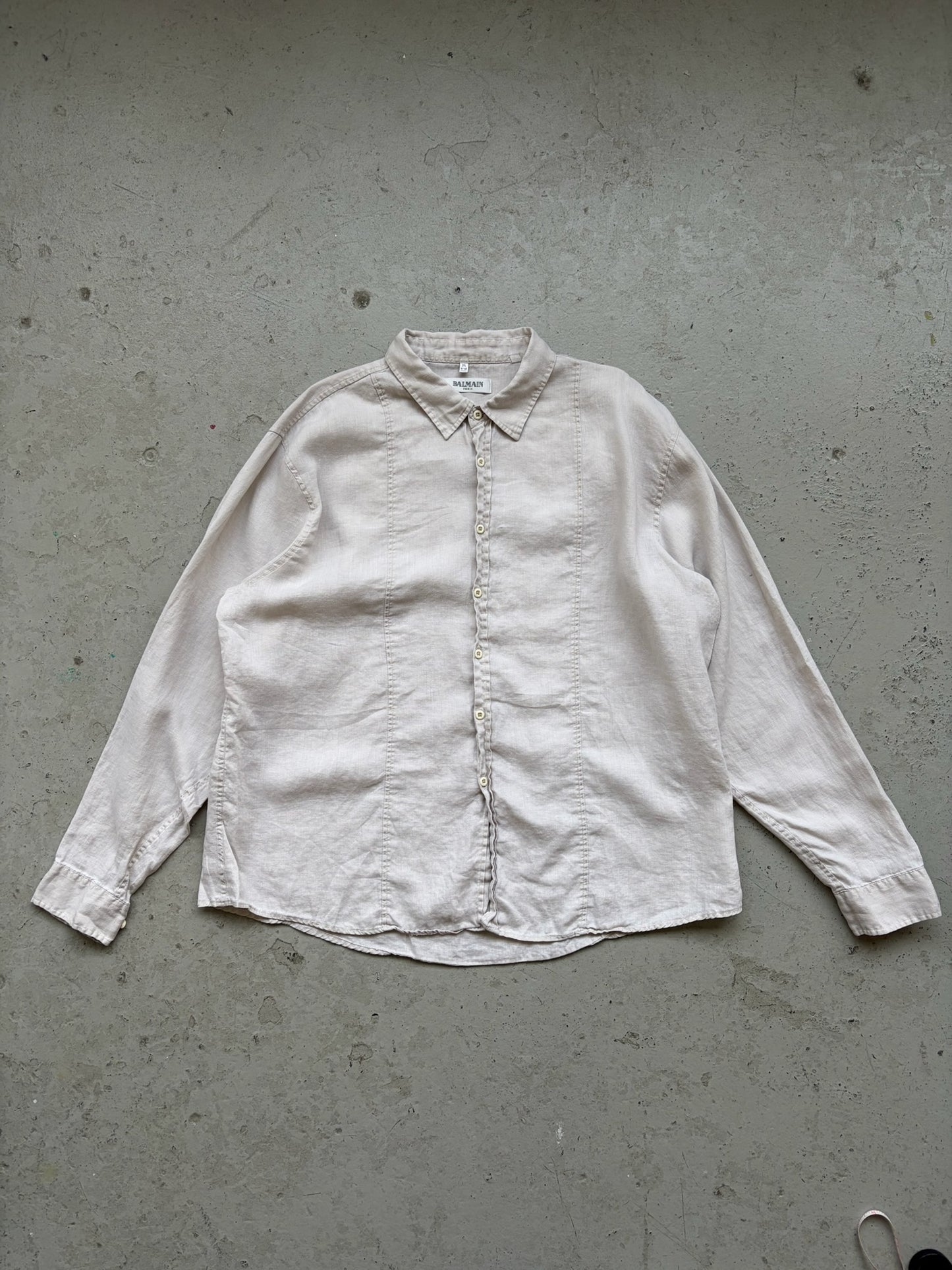 Balmain 100% Linen White Button Up (3XL)