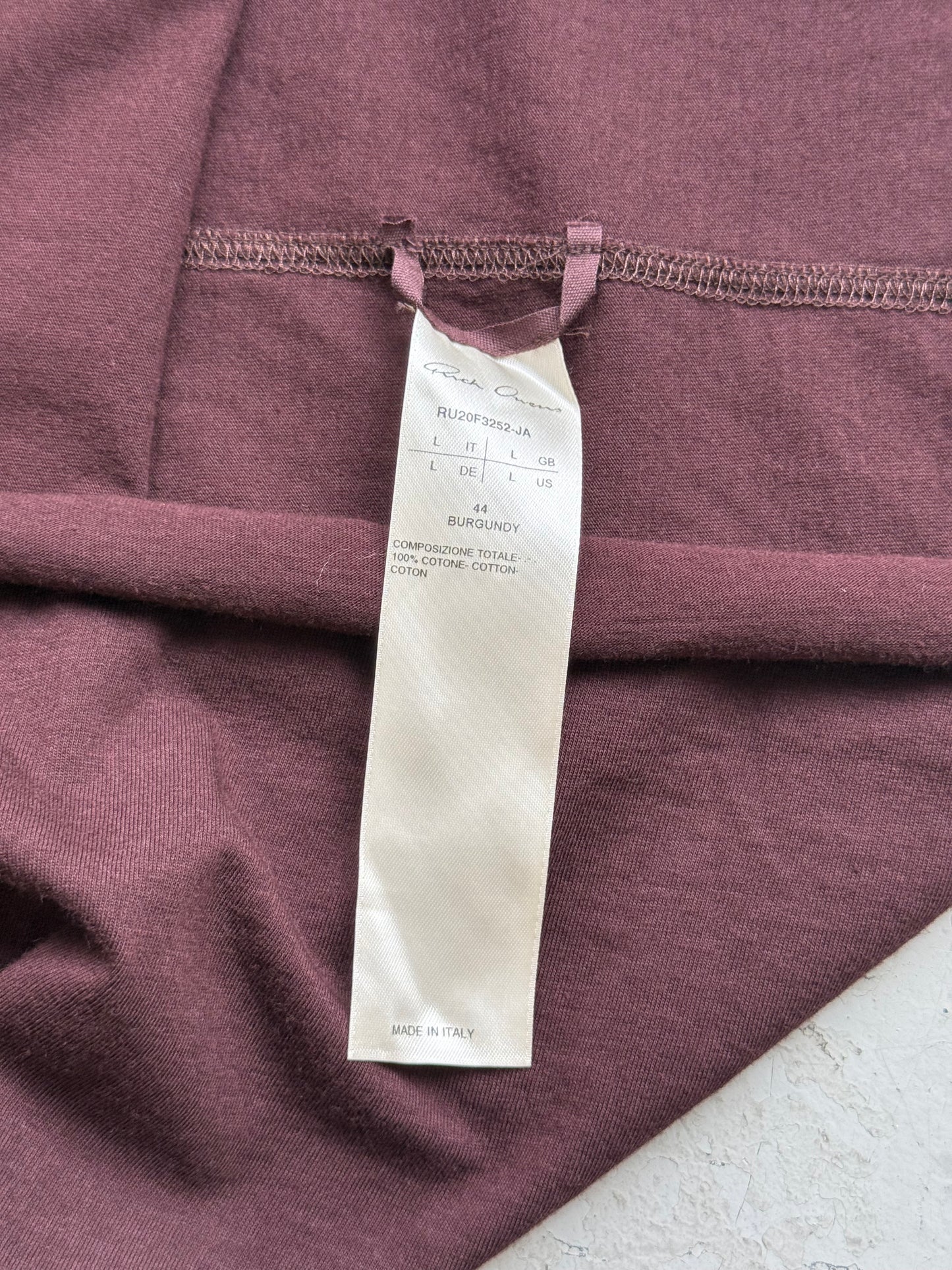 Rick Owens FW20 PERFORMA Burgandy Long Sleeve Shirt (L)