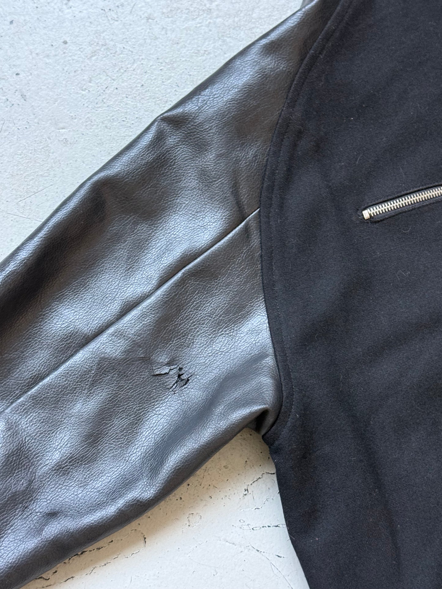 Number (N)ine Black Varsity Jacket With Leather Sleeves (3)