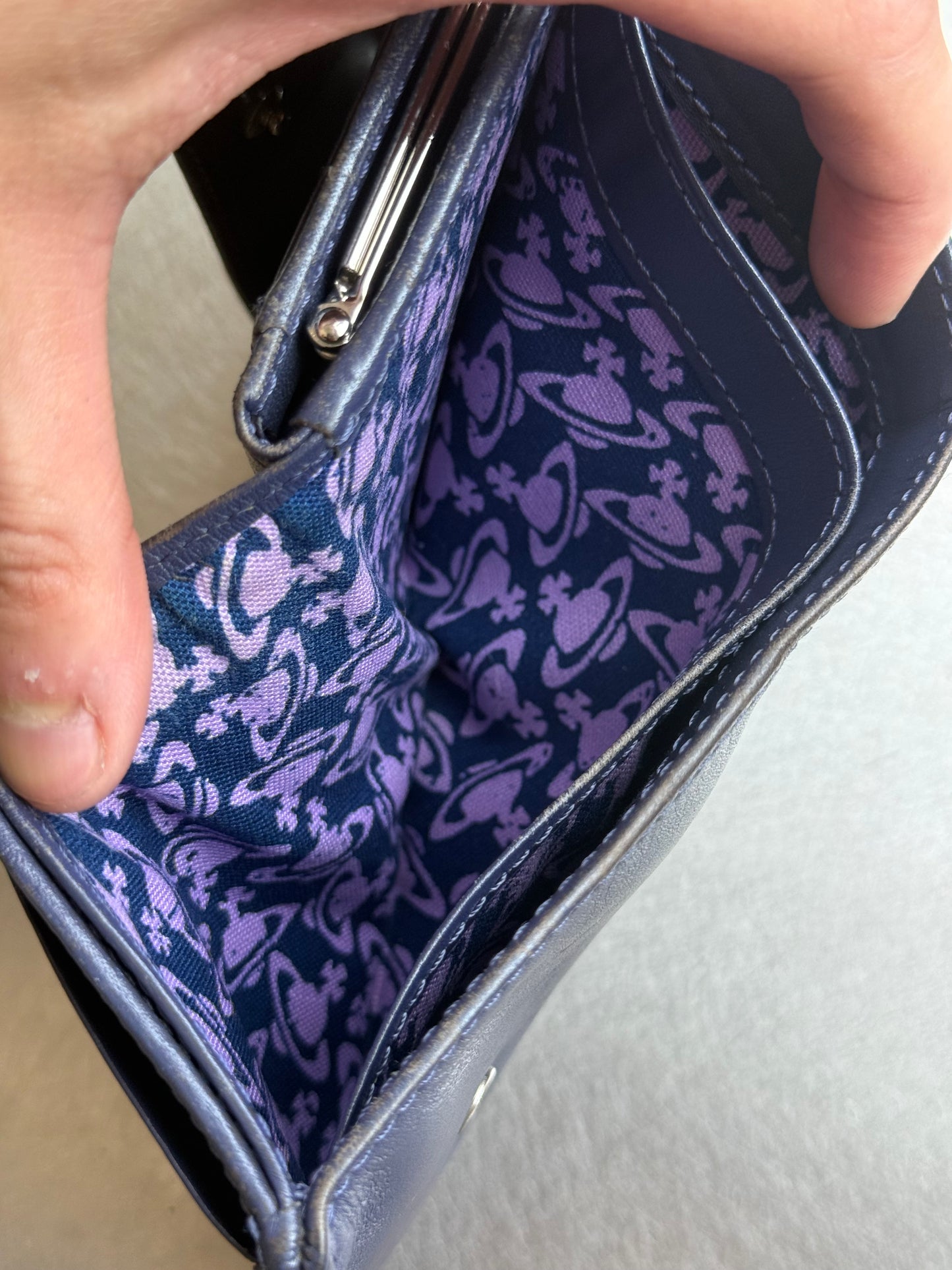 Vivienne Westwood Blue Leather Tri Fold Wallet With Coin Purse (OS)