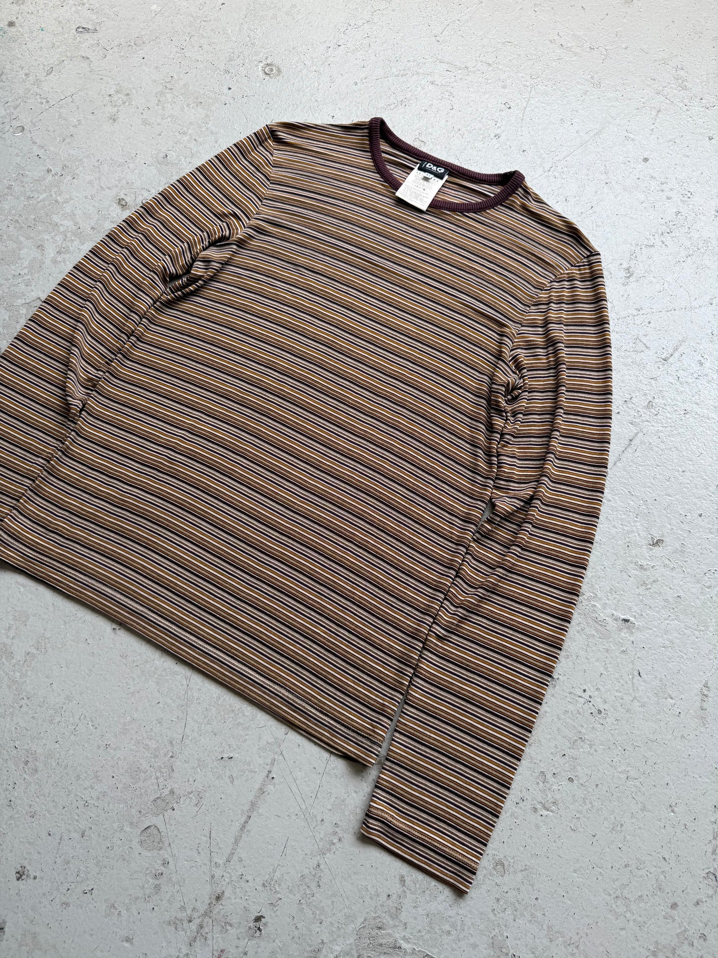 Dolce & Gabbana Maroon Striped Long Sleeve Shirt (M)