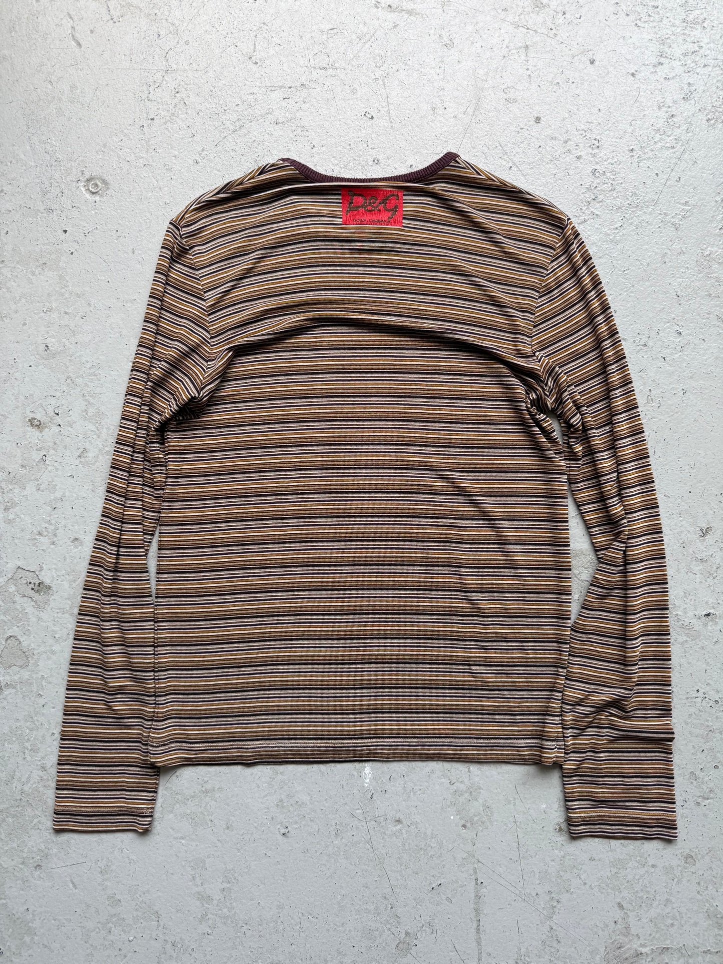 Dolce & Gabbana Maroon Striped Long Sleeve Shirt (M)