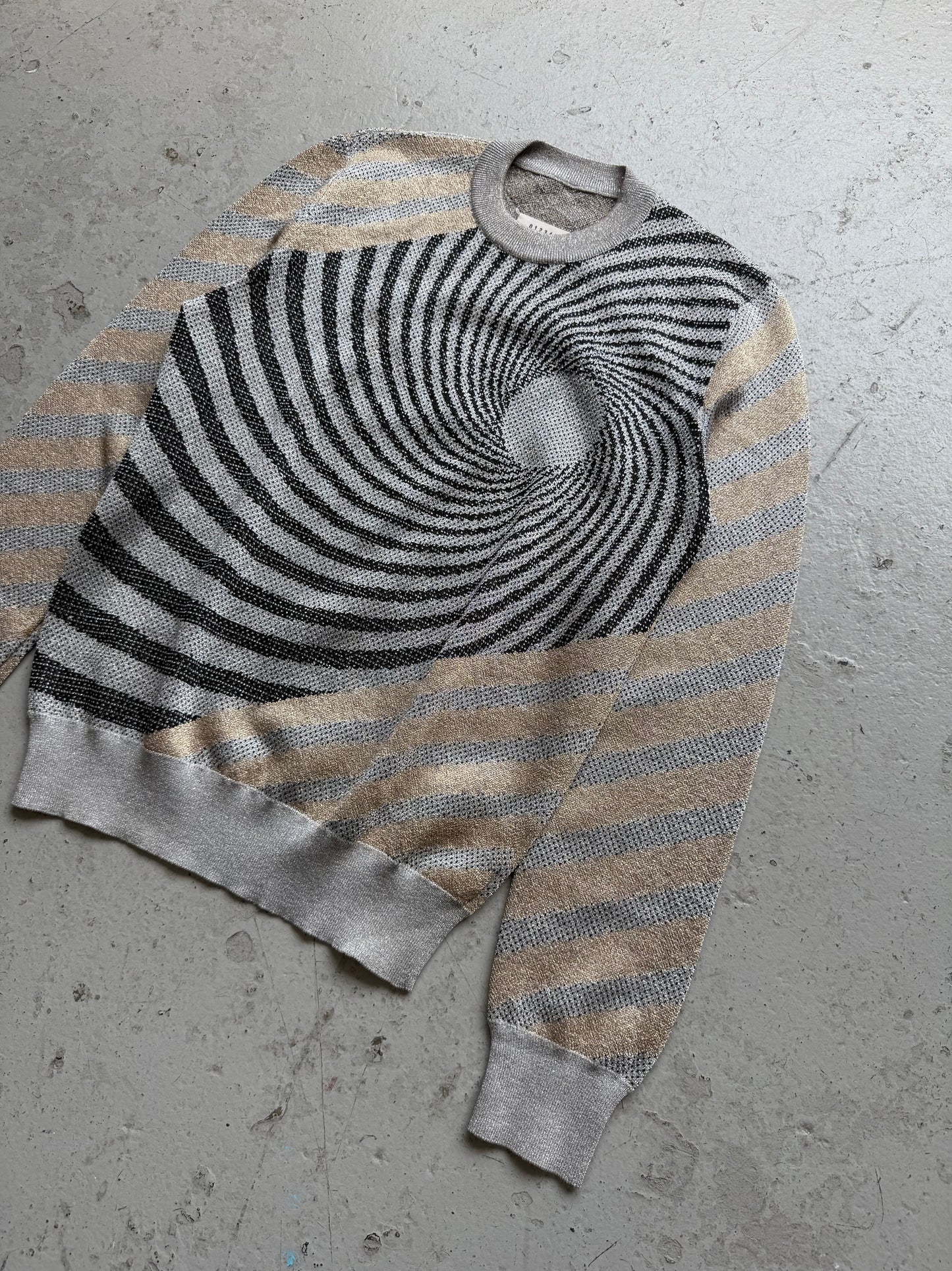 Maison Margiela Metallic Spiral Silver Knit Sweater  (M)
