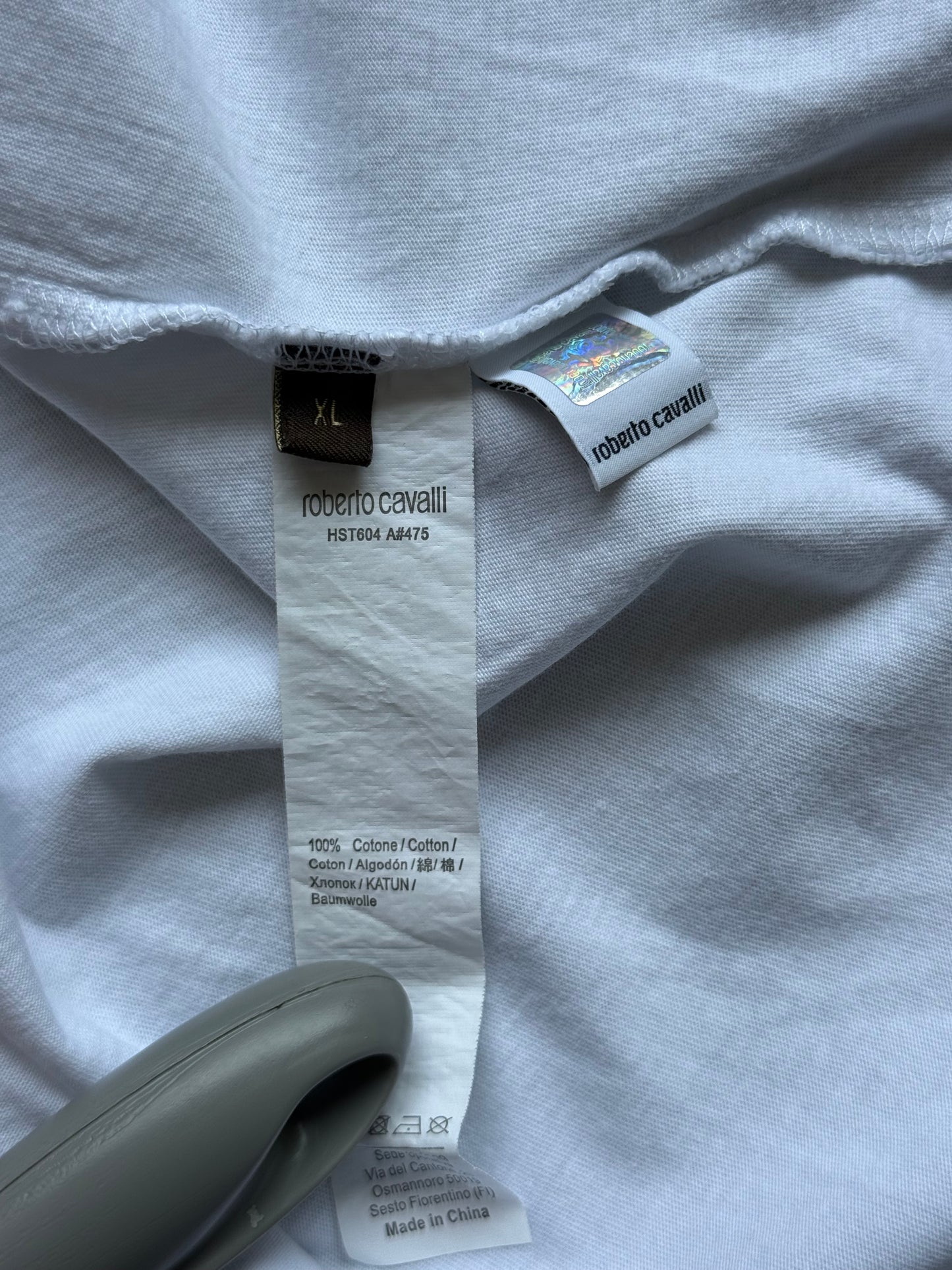 Roberto Cavalli Logo White Short Sleeve Shirt (XL)