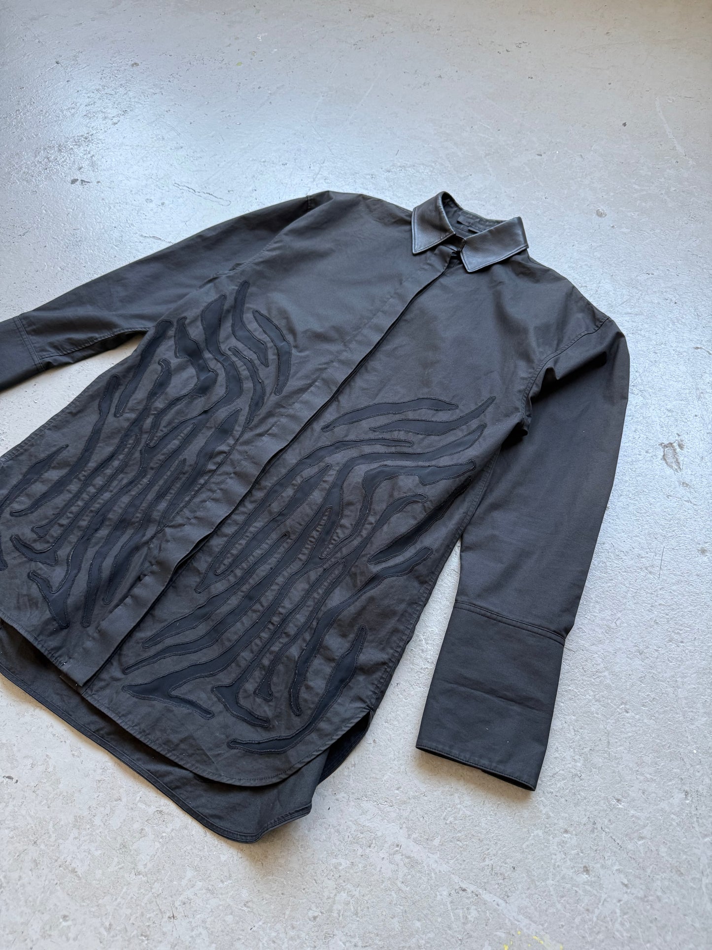 Alexander Wang Leather Collar Sheer Cut Button Up (4)