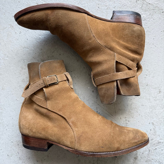 Saint Laurent Paris Wyatt Jodhpur Tan Suede Boots (41)