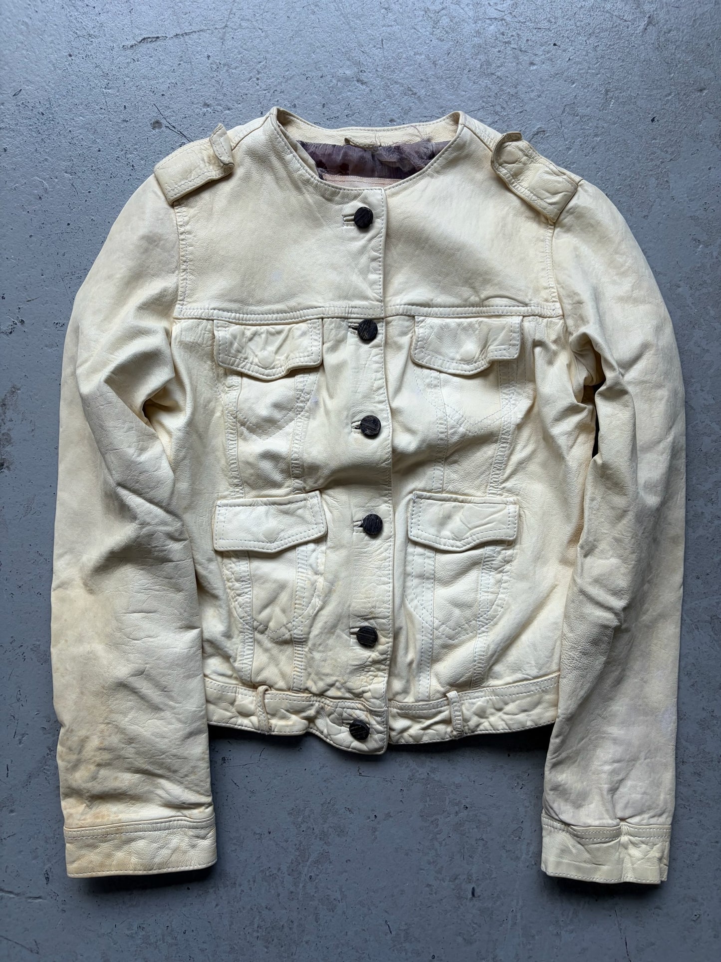 Giorgio Brato Vegetable Tanned Button Up Leather Jacket  (42)