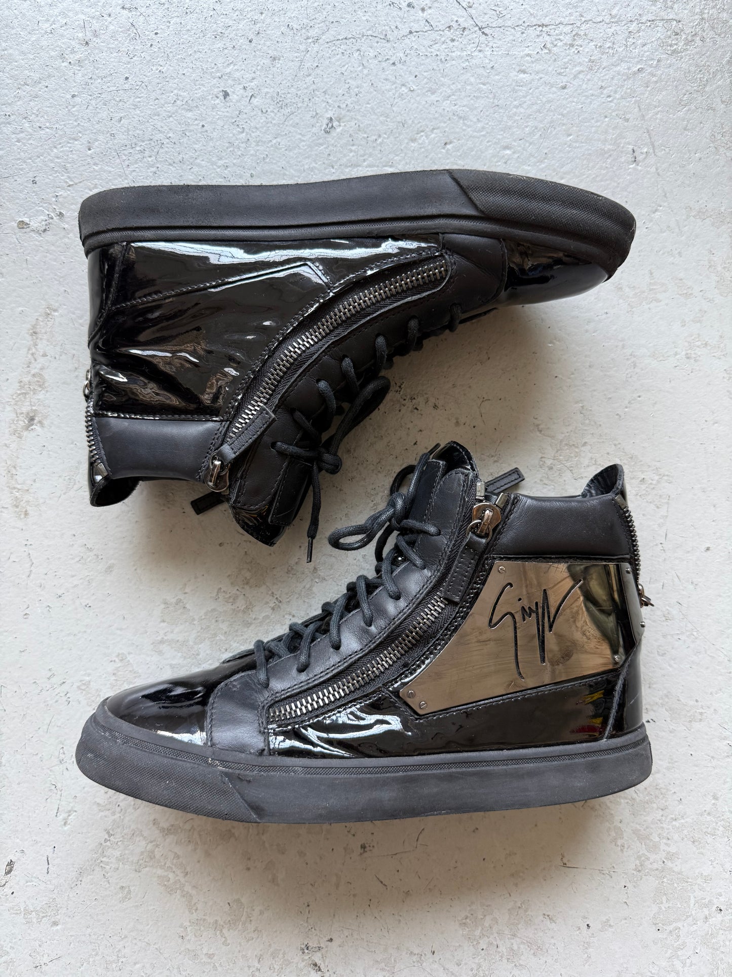 Giuseppe Black Patent Leather Sneakers (41.5)