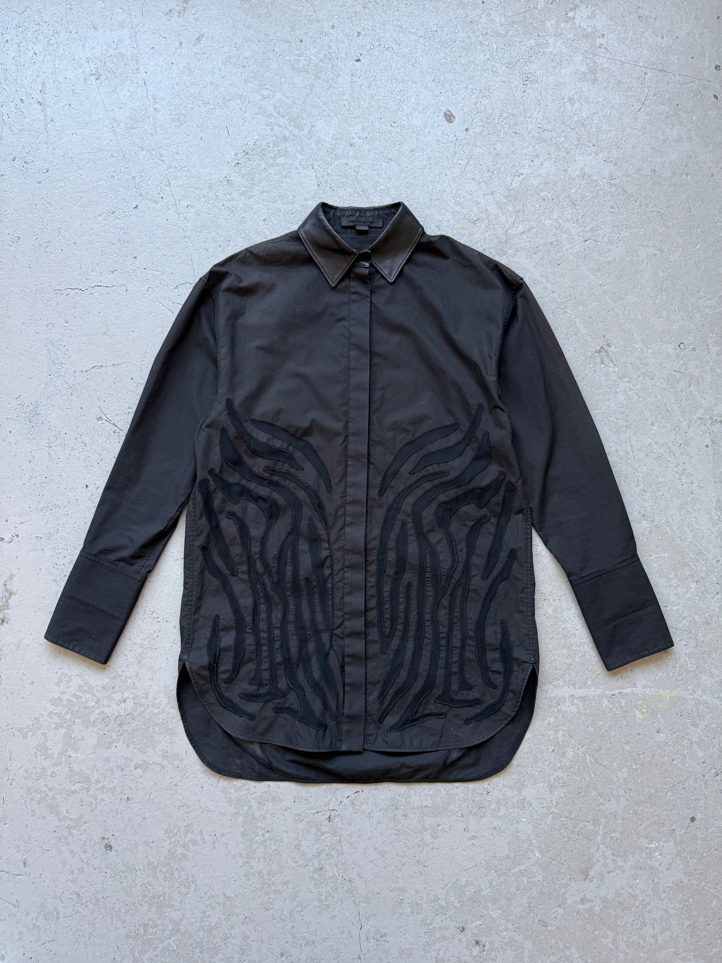 Alexander Wang Leather Collar Sheer Cut Button Up (4)