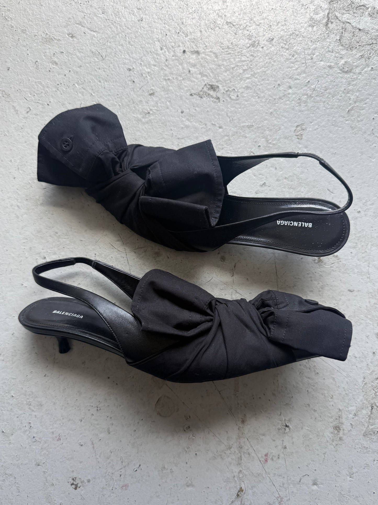 Balenciaga Bow Detail Leather Slingback Pumps