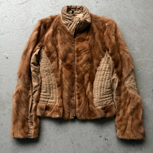 Roberto Cavalli Mink Fur Tan Jacket (S)