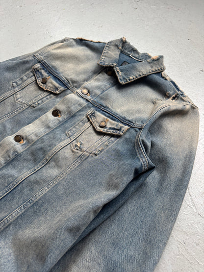 Saint Laurent Paris Light Wash Distressed Denim Jacket (XXL)