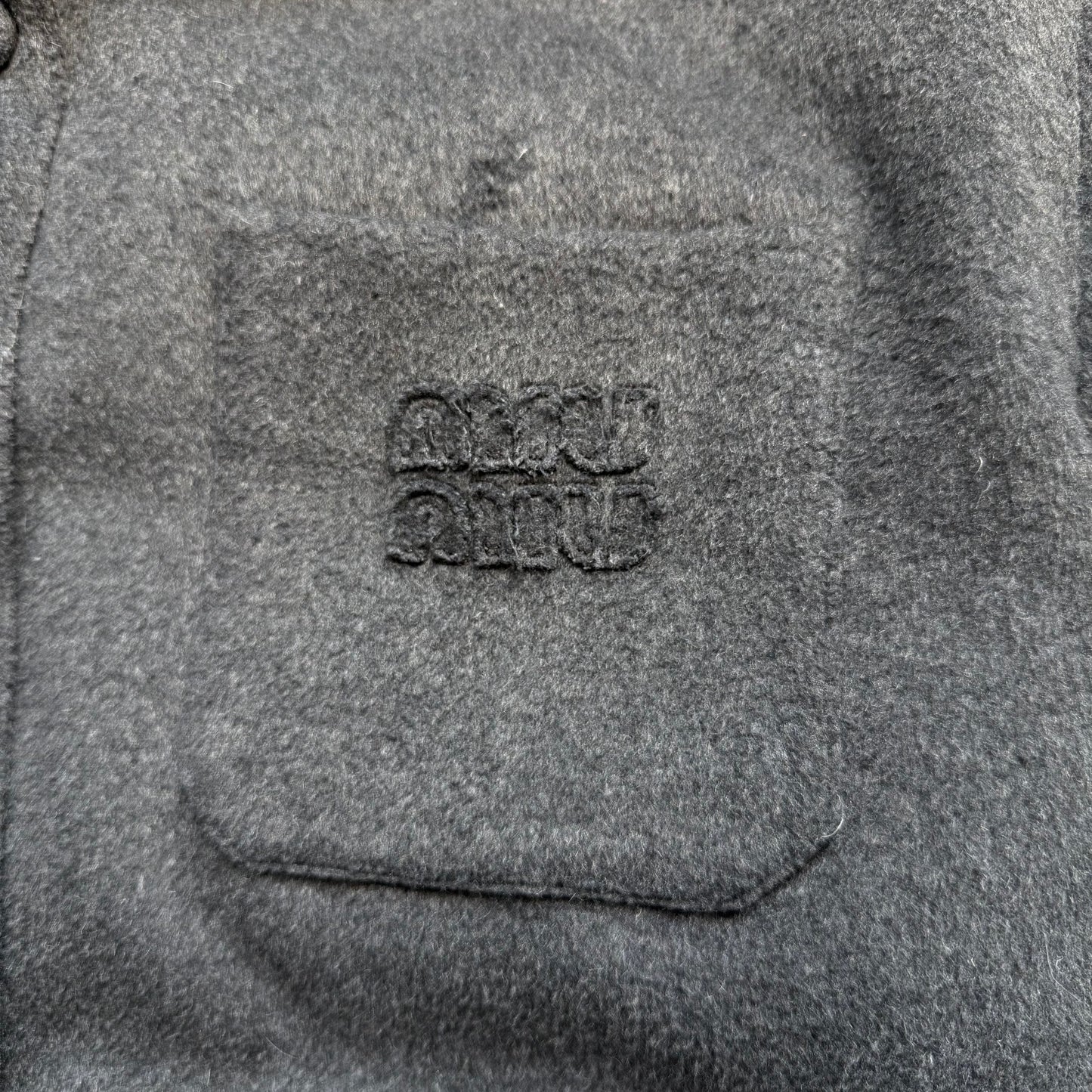 Miu Miu Logo-Embossed Felted Shirt Jacket (40)