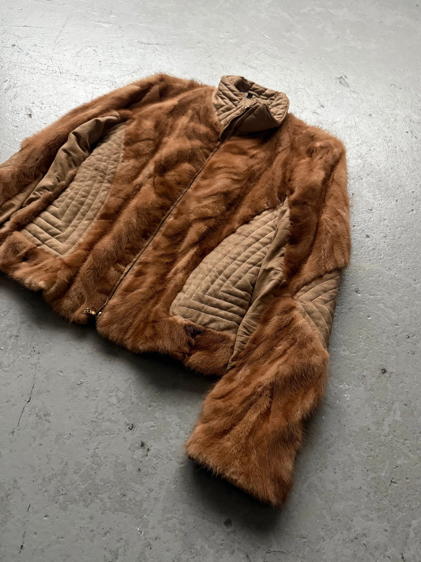 Roberto Cavalli Mink Fur Tan Jacket (S)