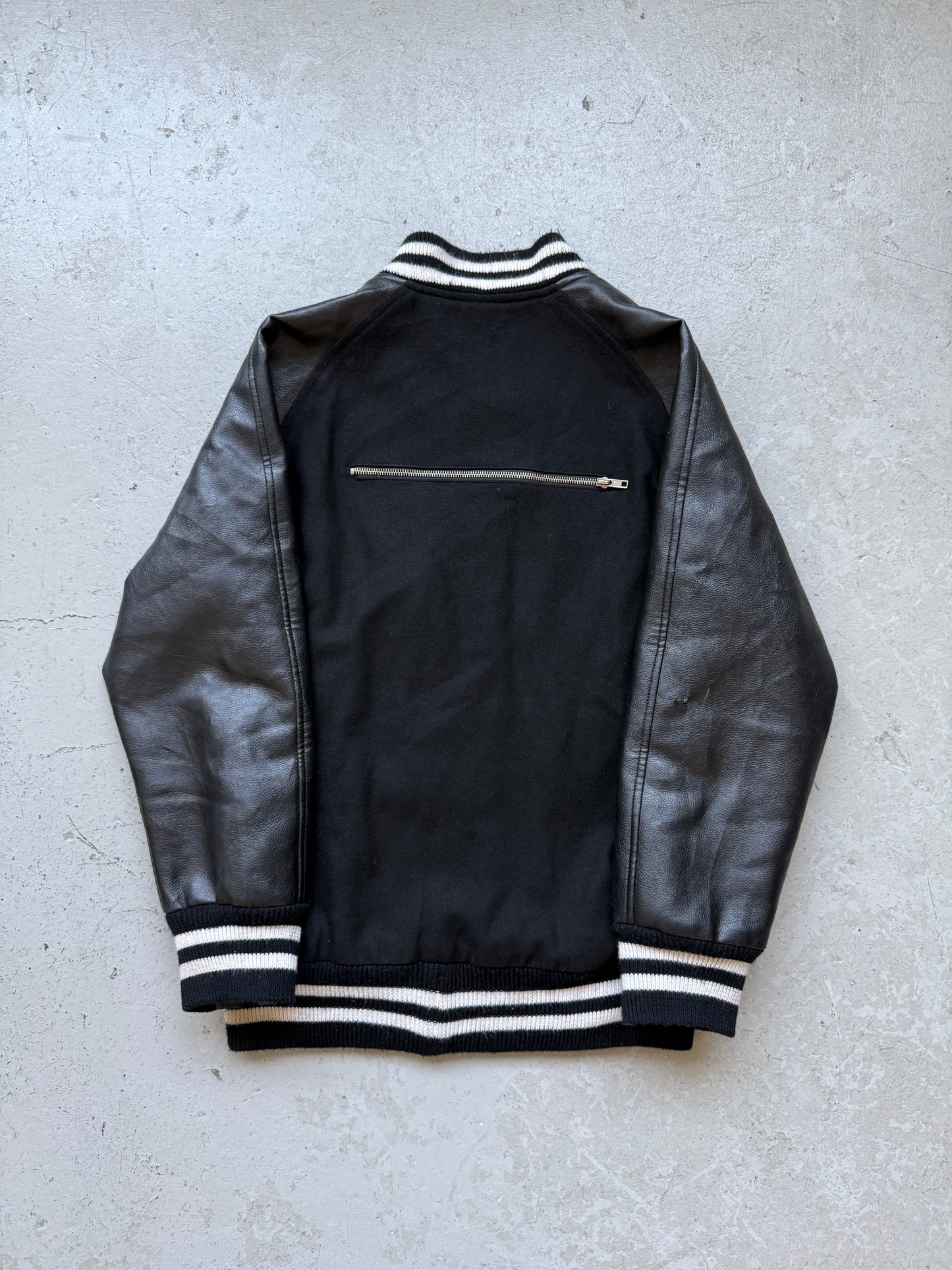 Number (N)ine Black Varsity Jacket With Leather Sleeves (3)
