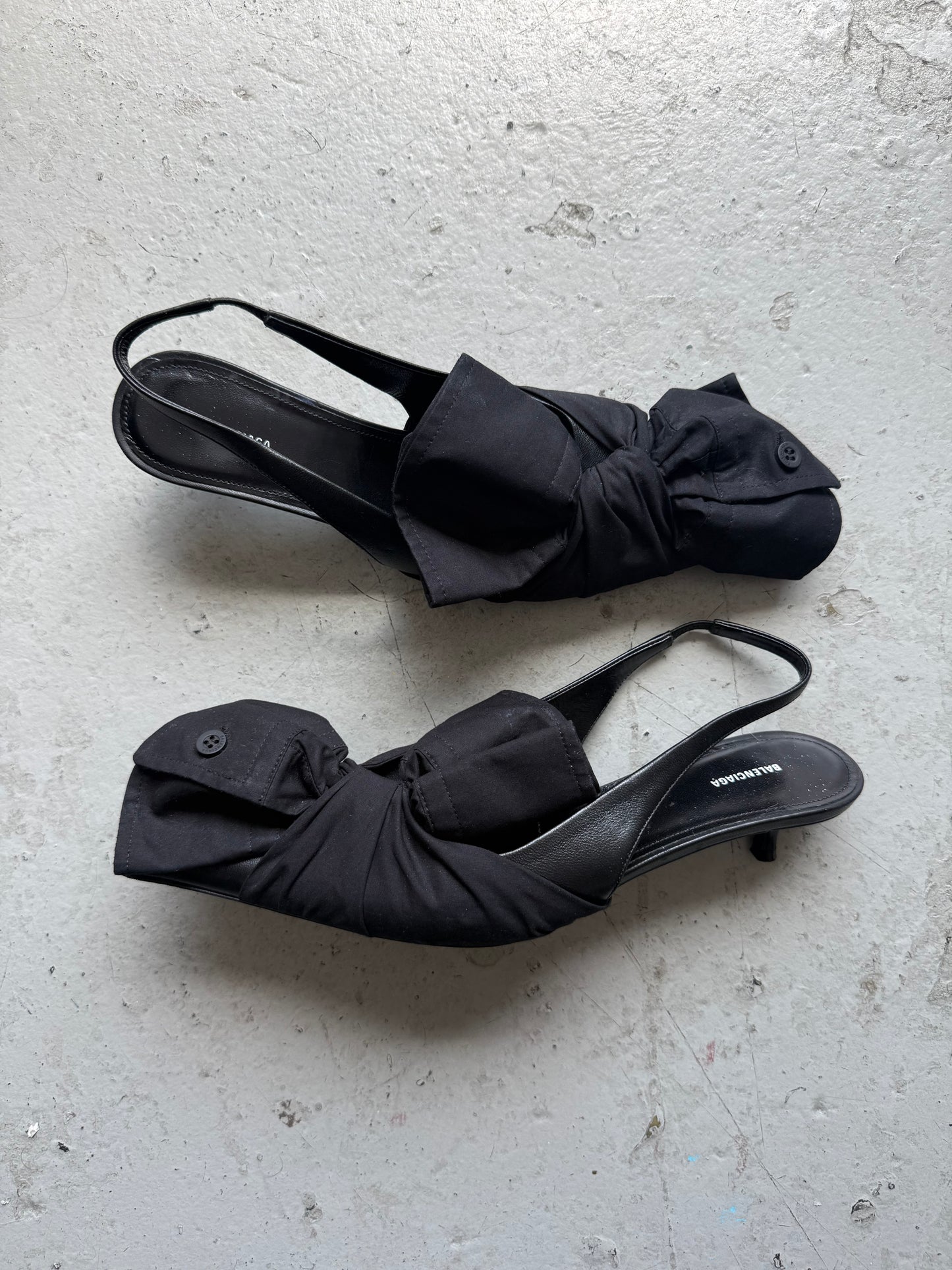 Balenciaga Bow Detail Leather Slingback Pumps