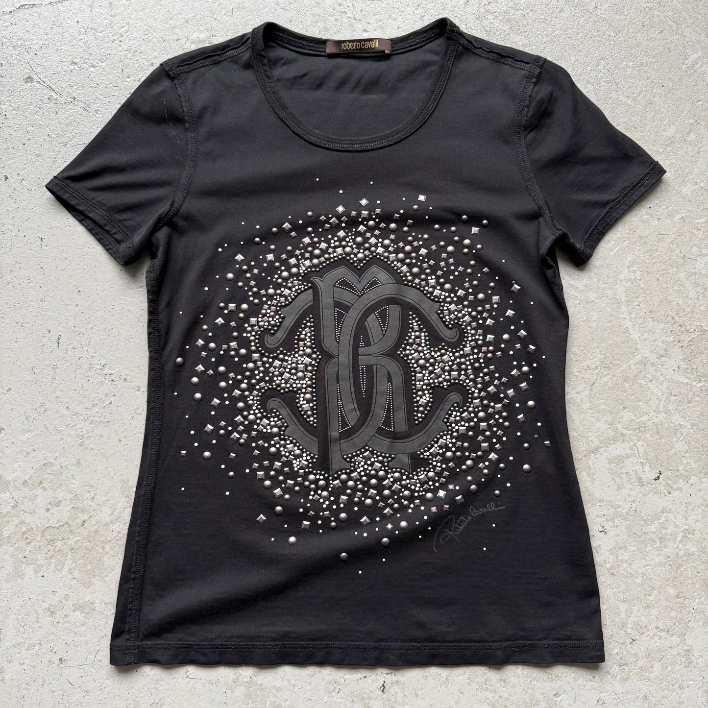 Roberto Cavalli RC Studded Black Short Sleeve (38)