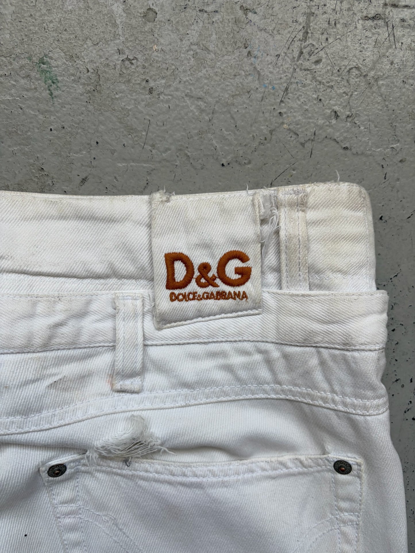 Dolce & Gabbana Double Waisted White Denim (45)