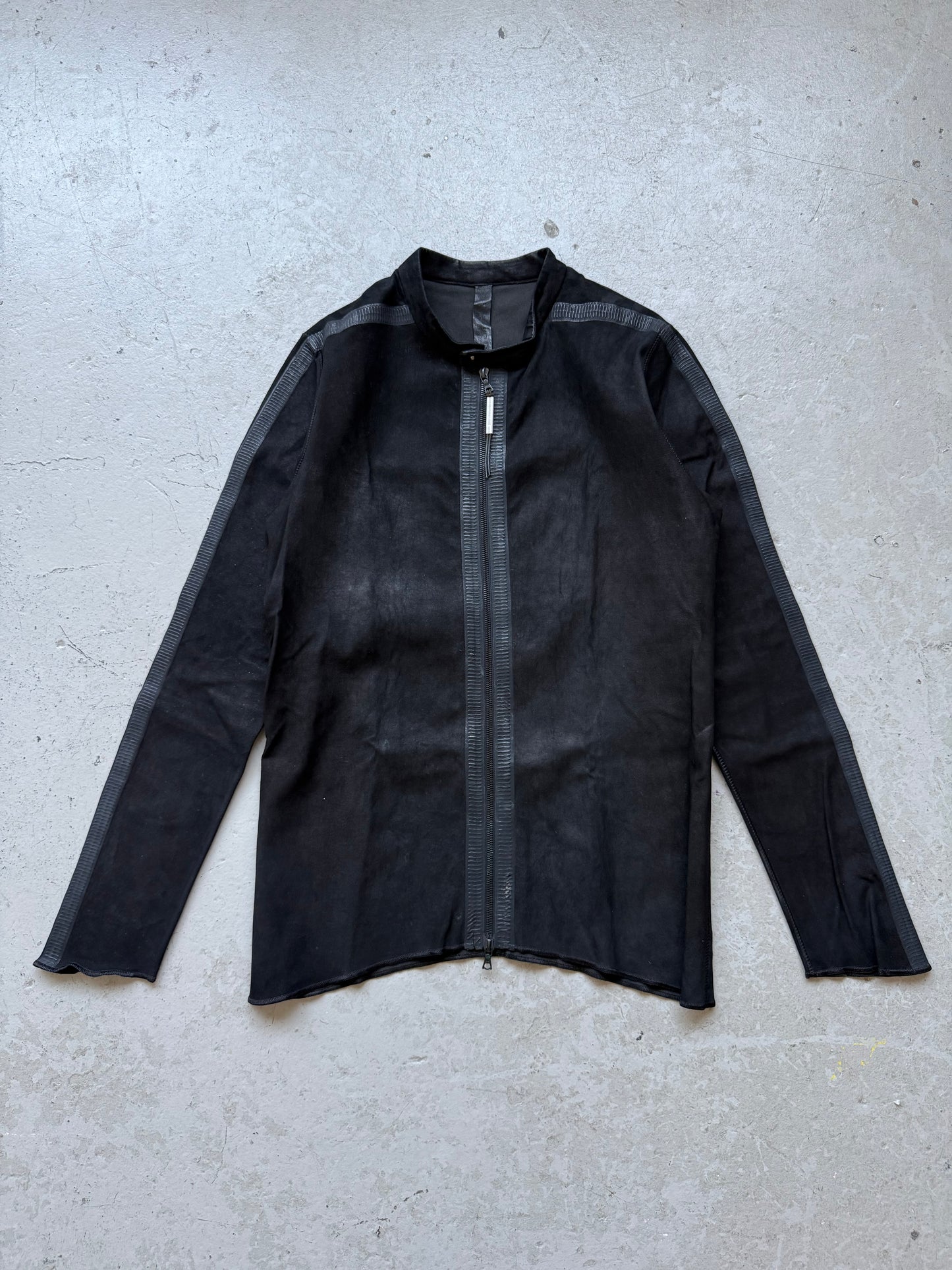 Isaac Sellam Experience Lambskin Tape Seam Black Zip Up (XL)