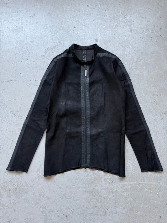 Isaac Sellam Experience Lambskin Tape Seam Black Zip Up (XL)