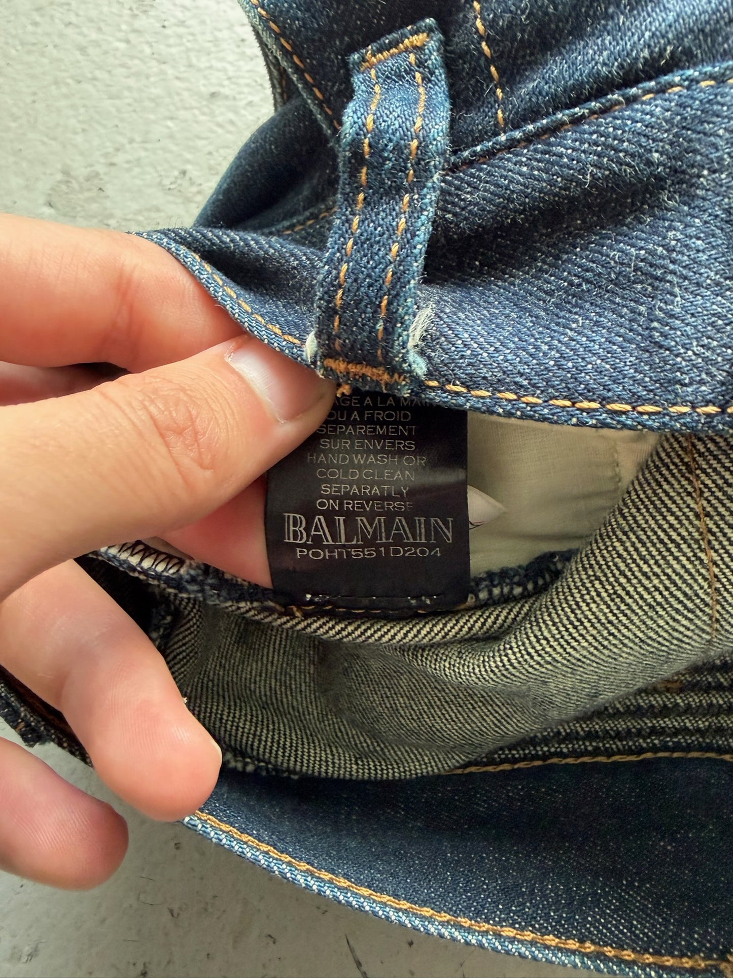 Balmain Blue Denim Biker Pants (27)