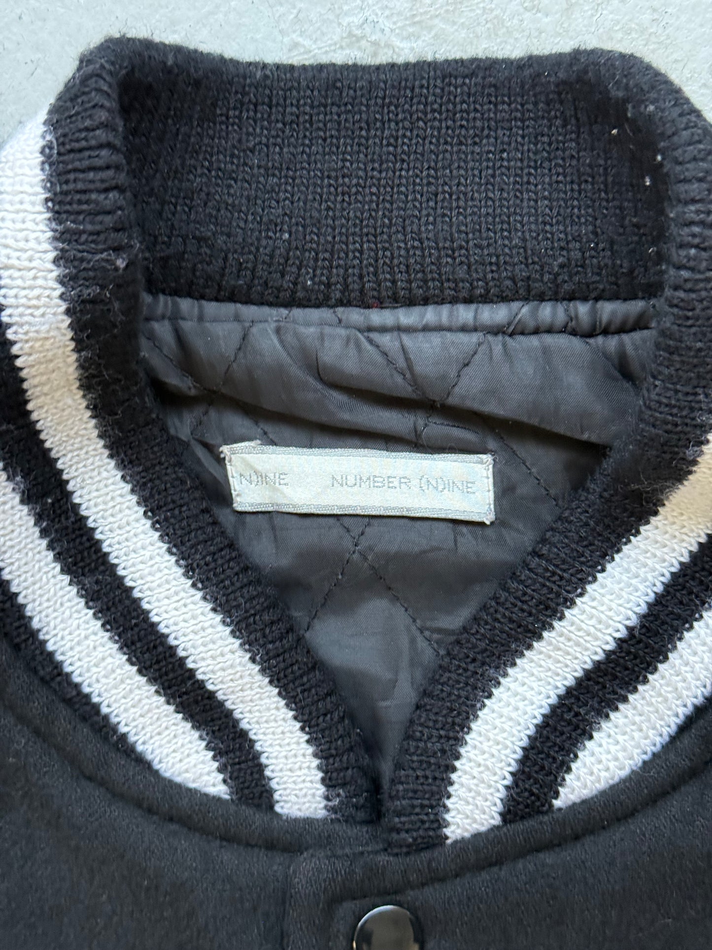 Number (N)ine Black Varsity Jacket With Leather Sleeves (3)